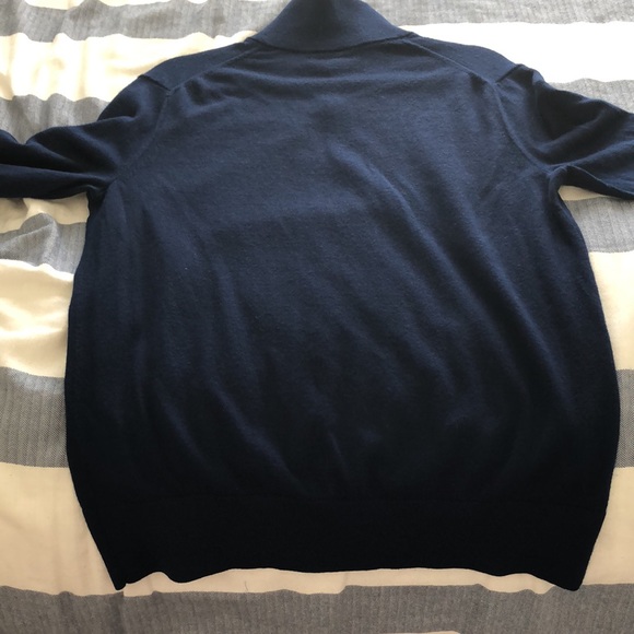 Merino wool sweater with faux leather piping and half zip - Picture 6 of 12